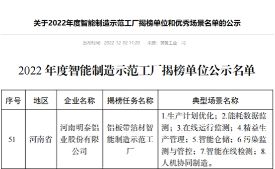 实至名归！明泰荣膺“国字号”智能制造示范工厂